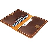 Leather Card Holder, Origami Wallet, Coin Purse Case, Credit Card Wallet, Credit Card Holder, Magnet button wallet Christmas gifts (Brown)