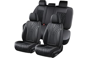 FLORICH Car Seat Covers Full Set, Seat Covers 5 Seats, Leather Car Seat Protector, Universal Leather Car Seat Vehicle Cushion, Black Automotive Seat Covers Accessories for Car Sedan SUV Pick-up Truck