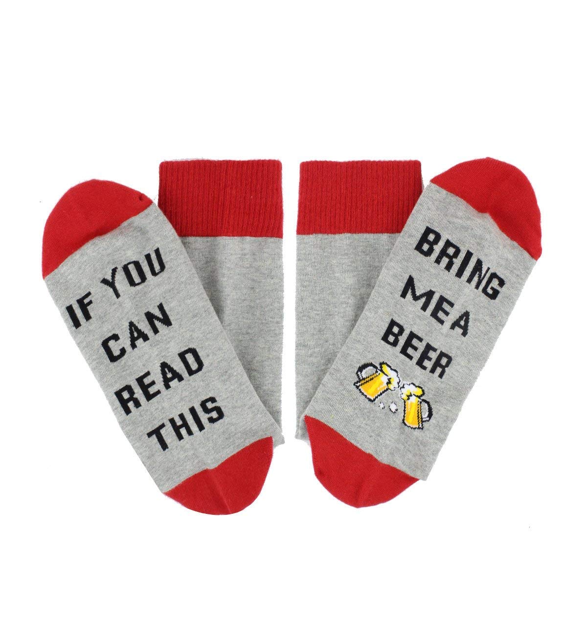 If You Can Read This Funny Saying Ankle Socks Bring Me Beer Wine Cotton Crew Socks for Men Women