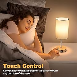 AKASUKI Table Lamp for Bedroom, 3 Way Dimmable