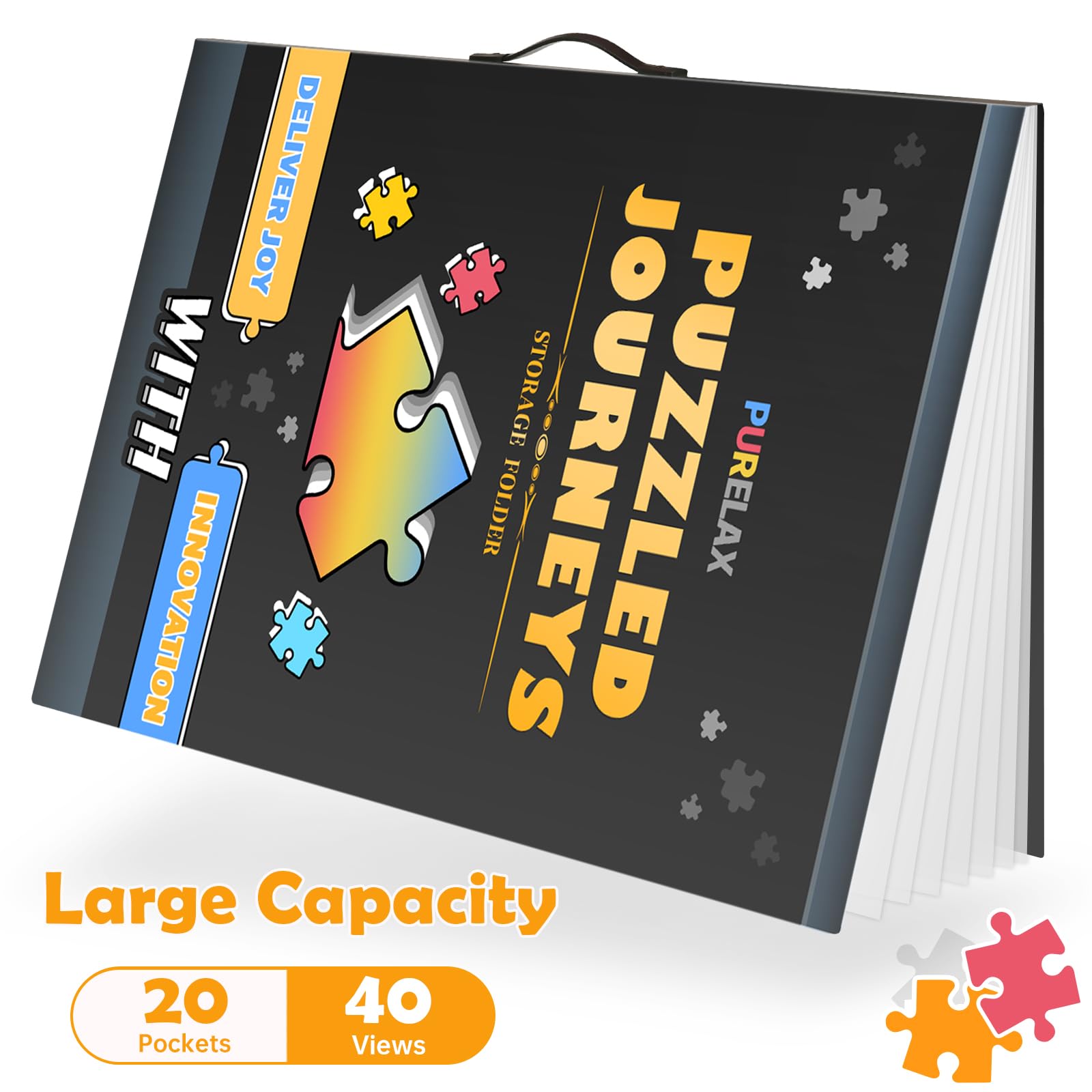 Puzzle Storage Organizer - 1000Pcs Puzzle Savers, Large Capacity Jigsaw Puzzles Organizer Folder Portable with 20 Pockets, Dustproof & Protective Accessory