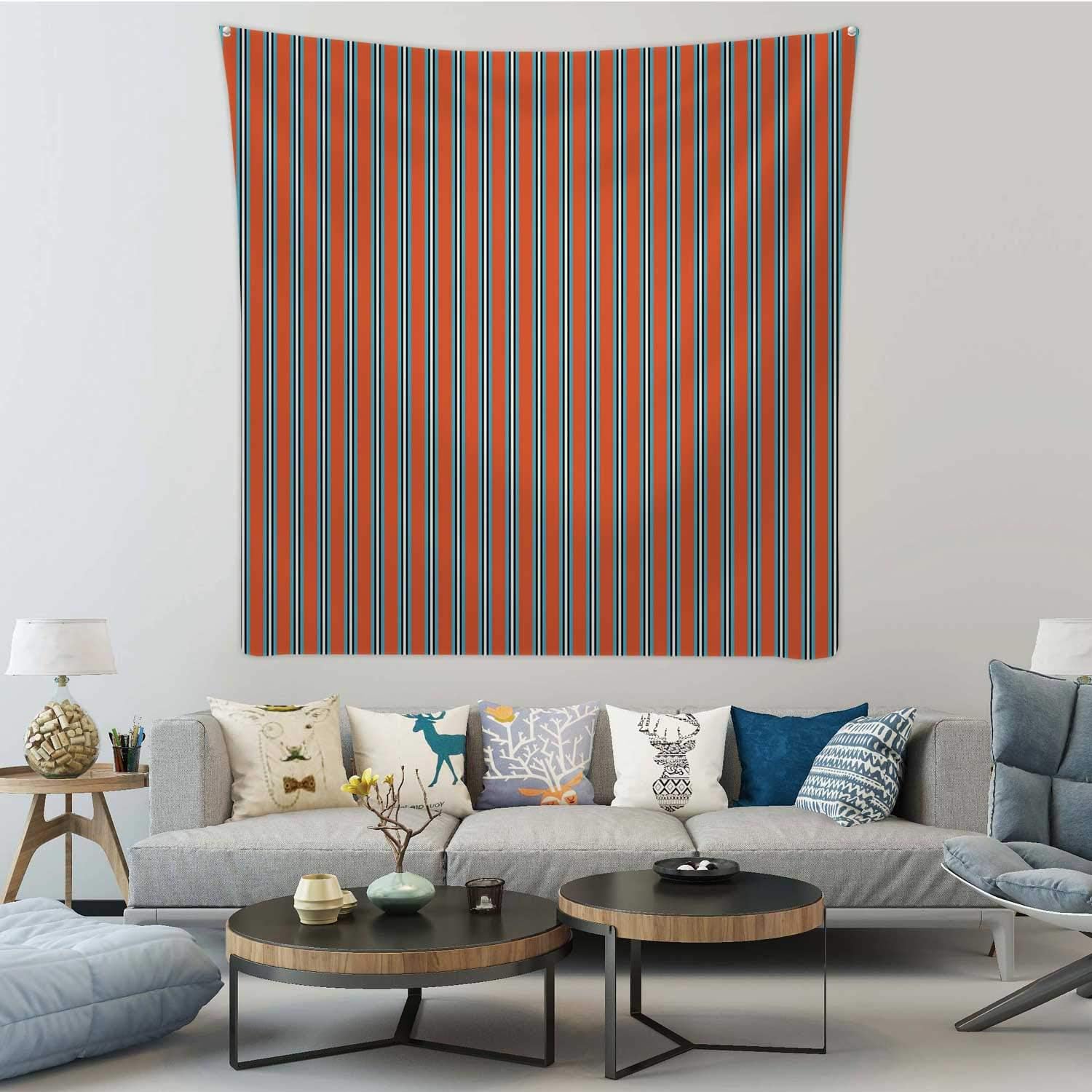 Geometric,Tapestry Wall Hanging Vertical Stripes with M