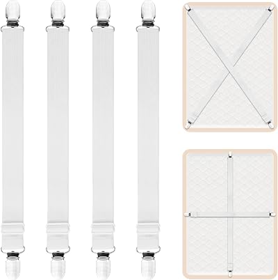 AUAUY Bed Sheet Clips 4 PCS Adjustable Straps for Mattress Fastening