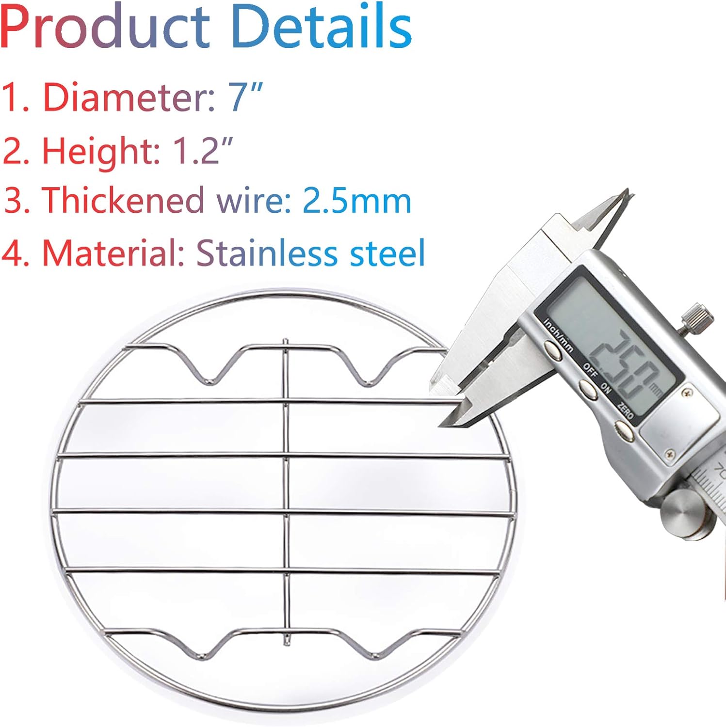 HILELIFE Stainless Steel Cooling Rack - 4 Pcs 7 in Round Cooking Rack Steamer Rack Multipurpose Drying Baking Rack for Stock Pot, Pressure Cooker, Steamer, Canning, Pan and Oven: Kitchen & Dining
