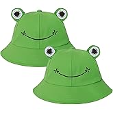 Ycctvar 2PCS Frog Sun Bucket Hats Women Men Beach Fisherman Summer Protection Ladies Round Cotton Funny Travel Packable Cap