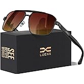 LUENX Aviator Sunglasses for Men Retro Square Polarized Polygon Shades UV 400 Protection