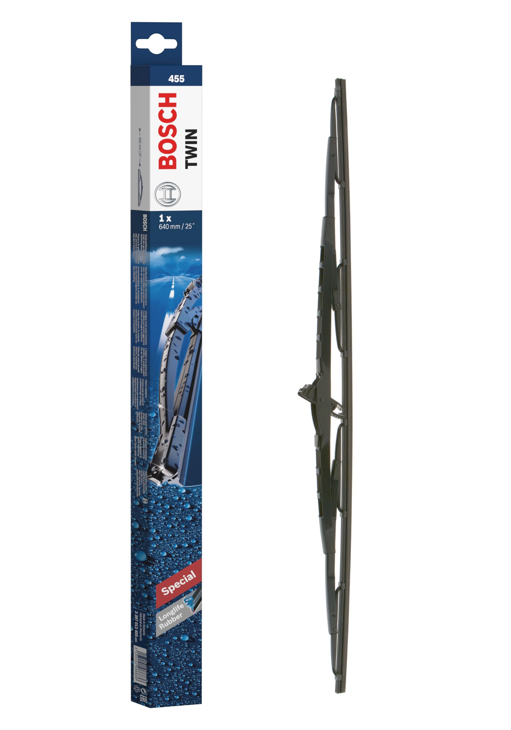 Bosch Wiper Blade Twin 455, Length: 640mm – Single Front Wiper Bladess