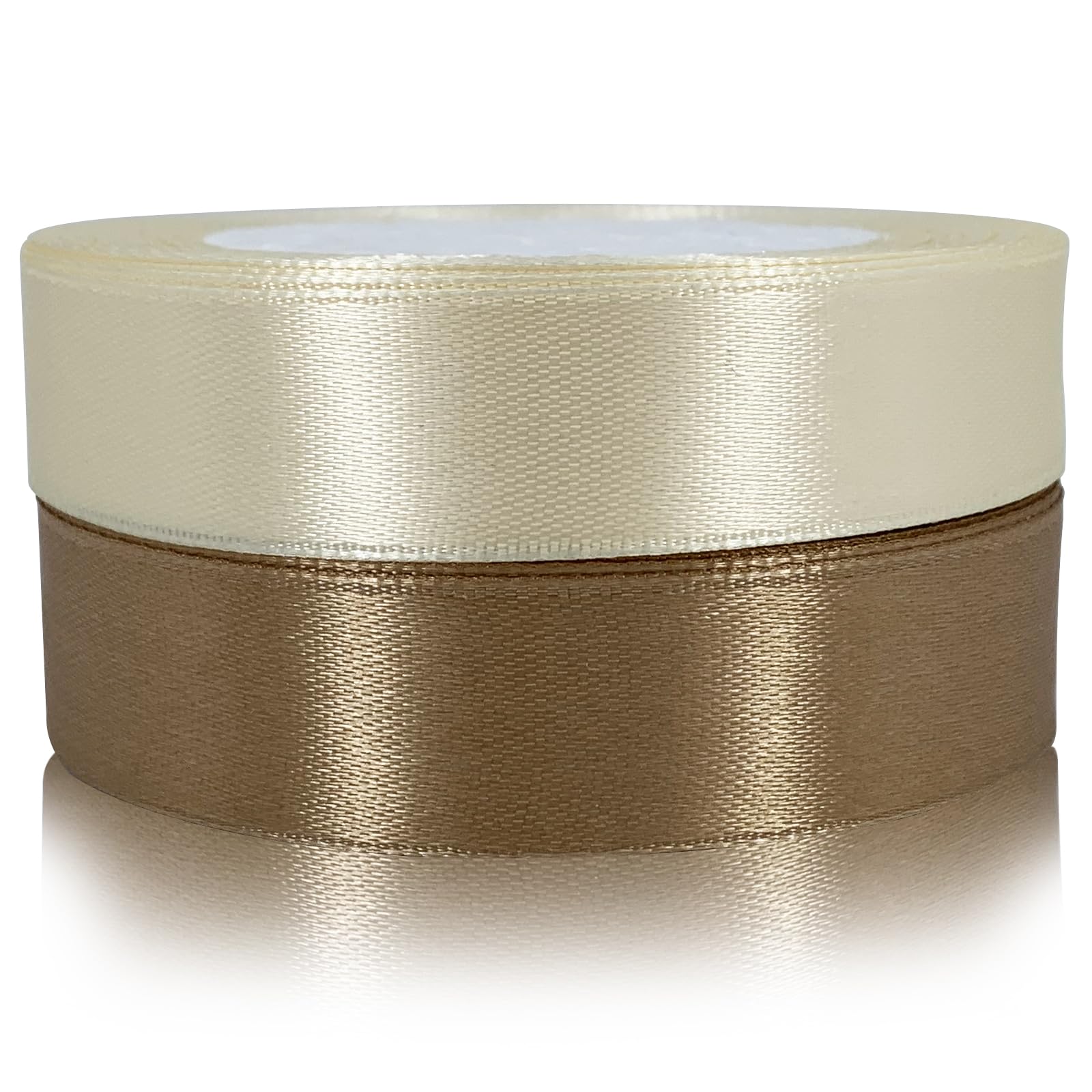 Gold Satin Ribbons 20mm 2 Rolls 22M Cream - Wedding, Gift Wrapping, Hair, Car, Balloon, Cake Decoration — image 1