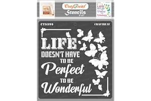 CrafTreat Butterfly Stencils for Painting on Wood, Canvas, Paper, Fabric, Floor, Wall and Tile - Wonderful Life - 6x6 Inches - Reusable DIY Art and Craft Stencils for Home Decor - Quotes