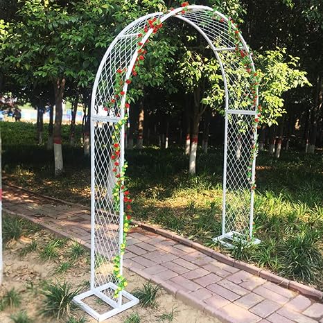 Amazon Co Jp ガーデンアーチ バラ アーチ トレリスアーチウェイ 登山植物用パウダーコーティングされた鉄のサポートアーチ 高さ2 5 M 黒 白 ホーム キッチン