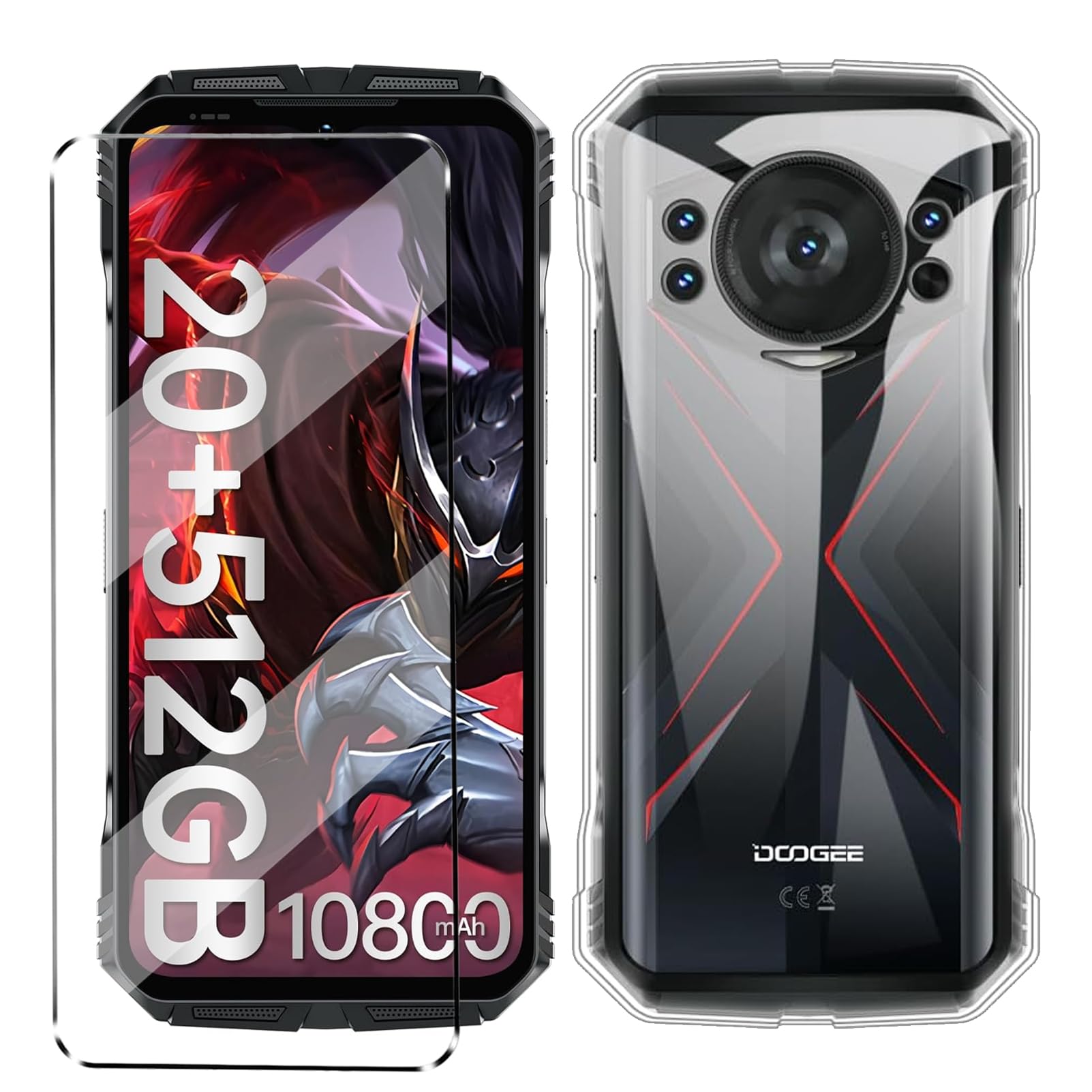 HuiYouMY [2 in 1] Case Compatible with DOOGEE S118 Pro Cover with 1 Pack Tempered Glass Screen Protector for DOOGEE S118 Pro, Slim Fit Soft TPU Shockproof Anti-Scratch Phone Case Cover - Clear