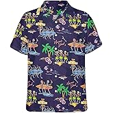 M YESCUSTOM Halloween Hawaiian Shirts for Men Big and Tall Button Down Shirt Funny Party Mens Rave Outfit