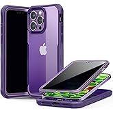 INTORDAYS Anti Peeping Case for iPhone 14 Pro Max,360 Degree Double-Sided Privacy Tempered Glass,Shockproof Bumper Privacy Phone Case for iPhone 14 Pro Max,Purple