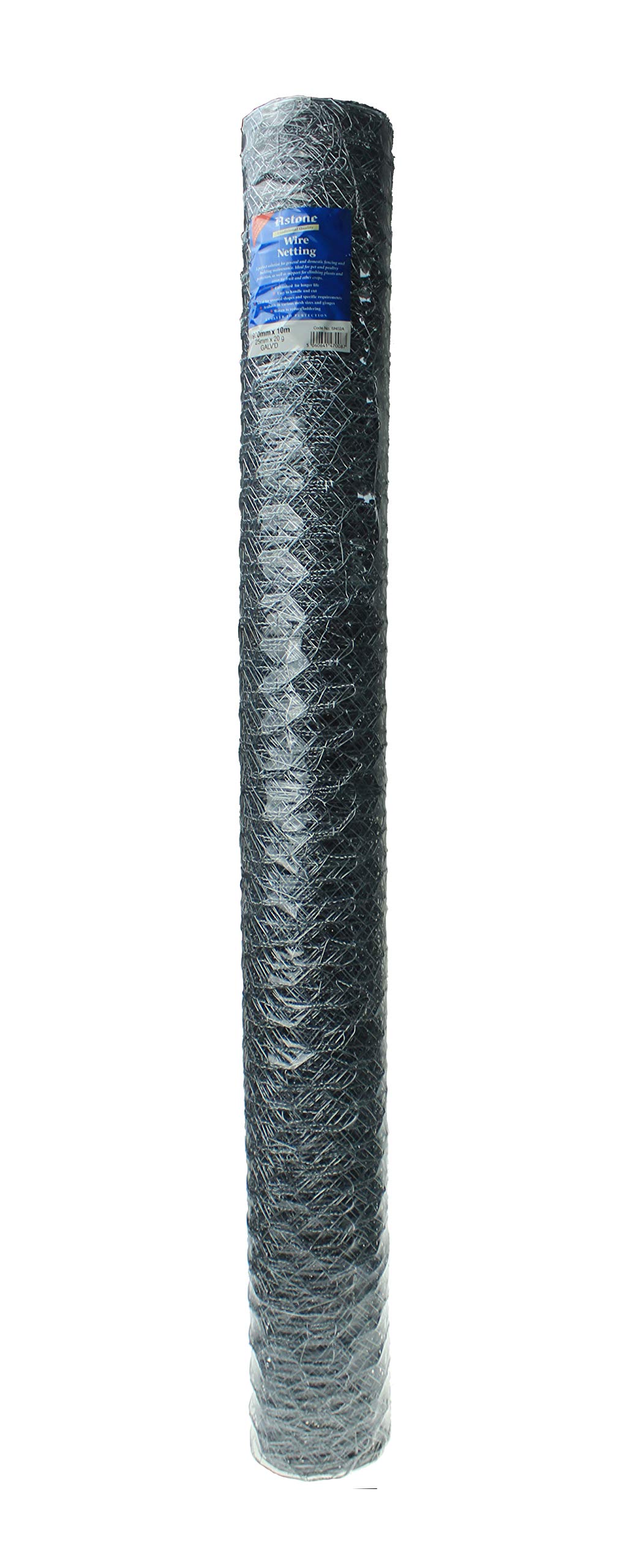 Astone heavy duty galvanised chicken wire netting roll, ideal for florists: 900mm wide, 10m long, 25mm mesh, 20g wire diameter