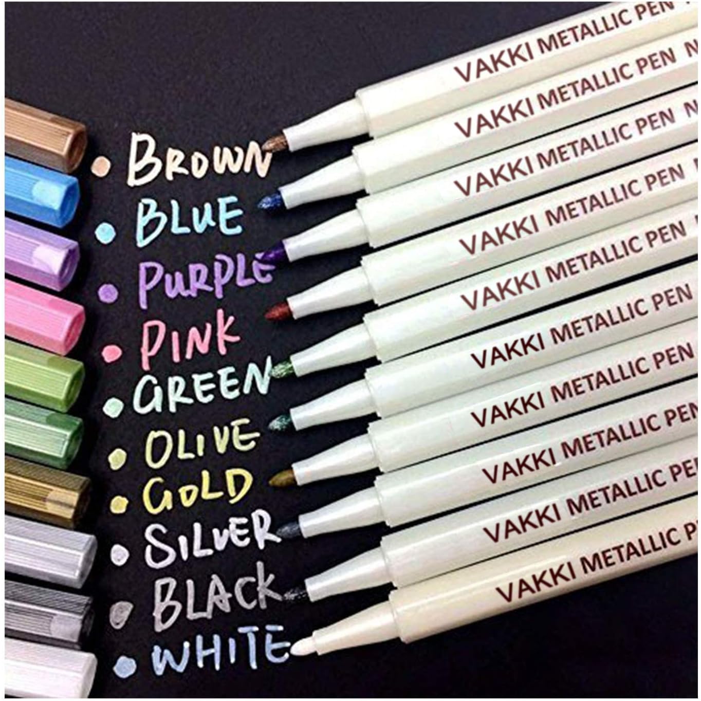 Audel Metallic Marker Pens, Set of 10 Assorted Metallic Pens on Surface of Paper Glass Wood Pottery Ceramic Card Making and DIY Photo Album Drawing Art Paint Marker