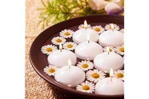 Ashlux 1.75 inch White Floating Candles, 12 Pack 3-4 Hours Long Burning Floating Candle, Burn Clean & Unscented Floating Candles for Centerpieces,Wedding, Christmas