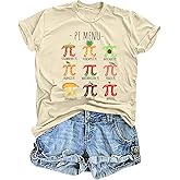 HQP Pi Day Shirt Women Math Teacher T-Shirt Pi Menu 3.14 Pi Symbol Shirts Math Teacher Gift Casual Tee Tops