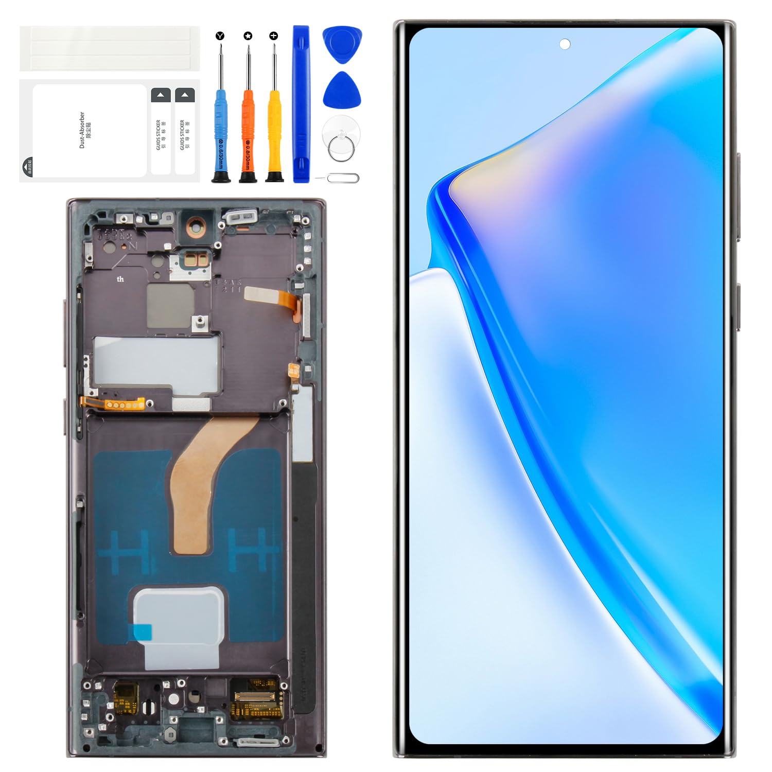 Photo 1 of OLED Galaxy S22 Ultra 5G LCD Display Screen Assembly Replacement for Samsung Galaxy S22 Ultra LCD Touch Digitizer Screen with Frame +Tool Kits S908U S908A SM-S908U US Version Black