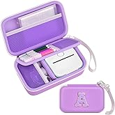 Label Maker Case for Memoking T02 Mini Printer Print Pods/ for Phomemo M02 Sticker Printer/ M02S/ M02 Pro/ for Nelko PM230 with Album to Hold 56 Sticker Papers, Portable Travel Storage Holder (Purple)