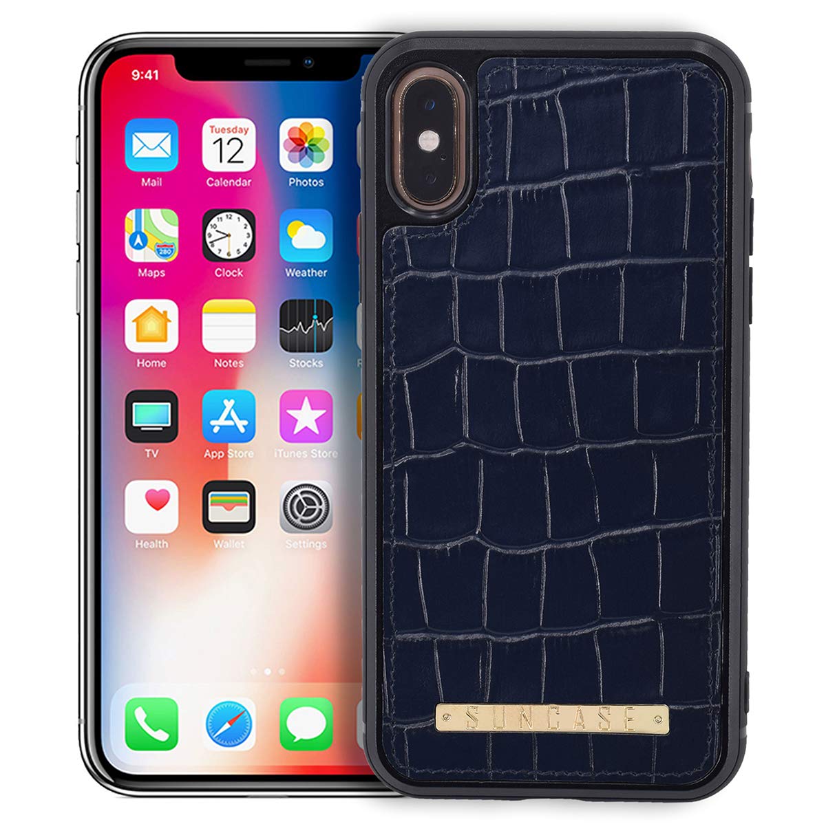 Suncase Line Collection Back Cover Leather Compatible with iPhone X XS