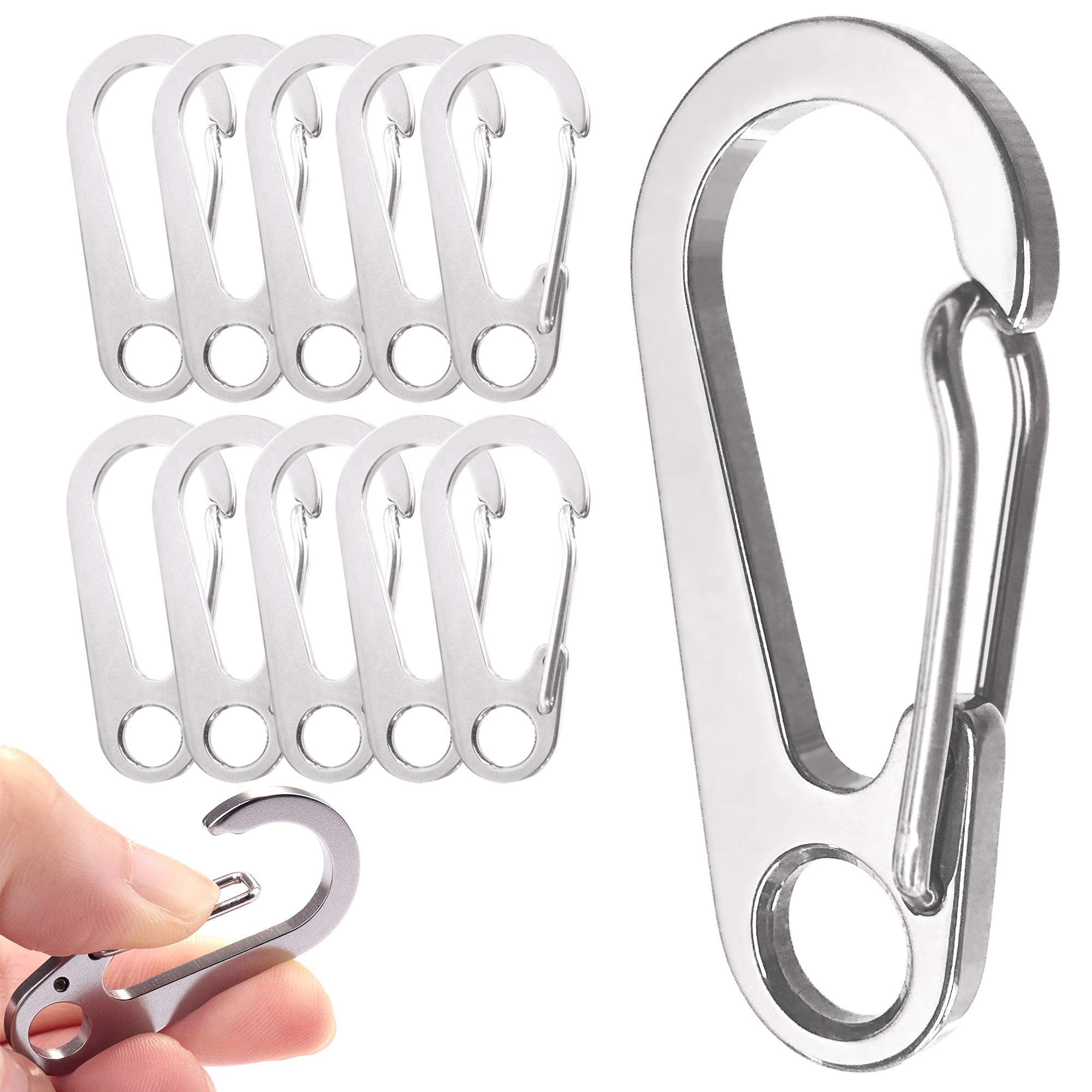Photo 1 of 10PCS 1.77 Inch Stainless Steel Clip Spring-Snap Hook,EDC Mini Carabiner Custom Quick Release Hook for ?Outdoor Key Chain Camping Fishing Hiking Traveling