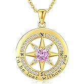 S925 Necklace Gift for Wife |Compass Jewelry |Women Anniversary |Sterling Silver |Girlfriend Birthday Gifts for Her Valentines |I'd be Lost without You |Jewel 18K Gold