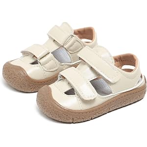Vecull Baby Closed Toe Summer Sandals for Boys Girls Soft Leather Non-Slip Breathable Infant Toddler First Walking Shoes 6-24