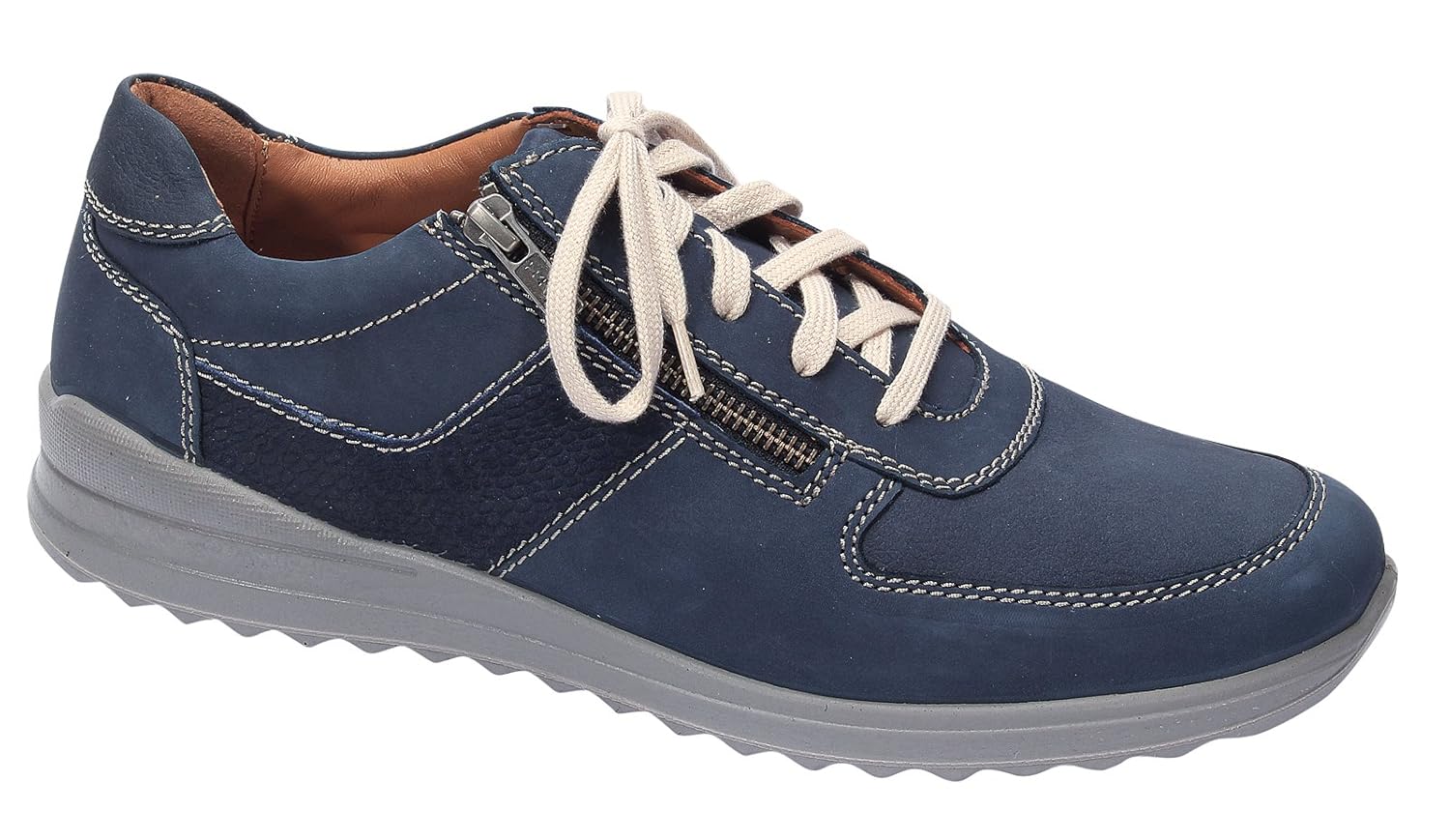 Jomos Herren 319404 Nubukleder Schnürschuh Weite K mit Reißverschluss Blau Größe 51 EU: Amazon ...