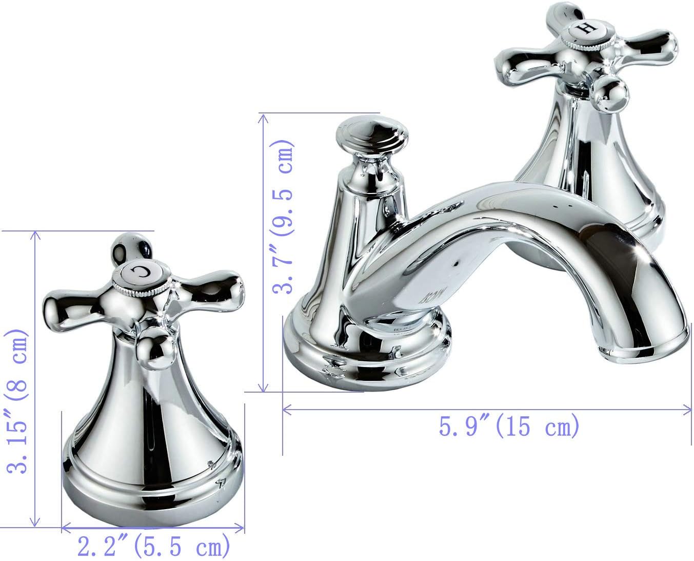 Amazoncom Bathroom Sink Faucet Widespread Chrome Finish 2 Handle 3 Hole Deck Mount Lavatory To Fit 8 16 Inch Gooseneck Leekayer