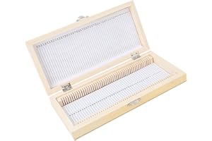 Microscope Biology Glass Prepared Slides Specimens Wooden Slide Storage Box Case, Specimens for Students Educational Science 