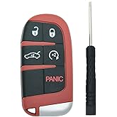 Remote Smart Key Fob Shell Case Fit for Dodge Charger Challenger Dart Durango Jeep Grand Cherokee Chrysler 300 Keyless Entry Replacement Car Key Cover with Screwdriver (5 Buttons-re)