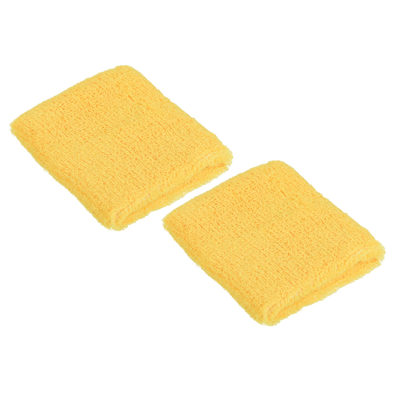 PATIKIL Sports Wristbands 8x8cm, 2 Pack Cotton Terry Cloth Absorbent Sweatband for Tennis Basketball Working Out Athletic Running, Yellow