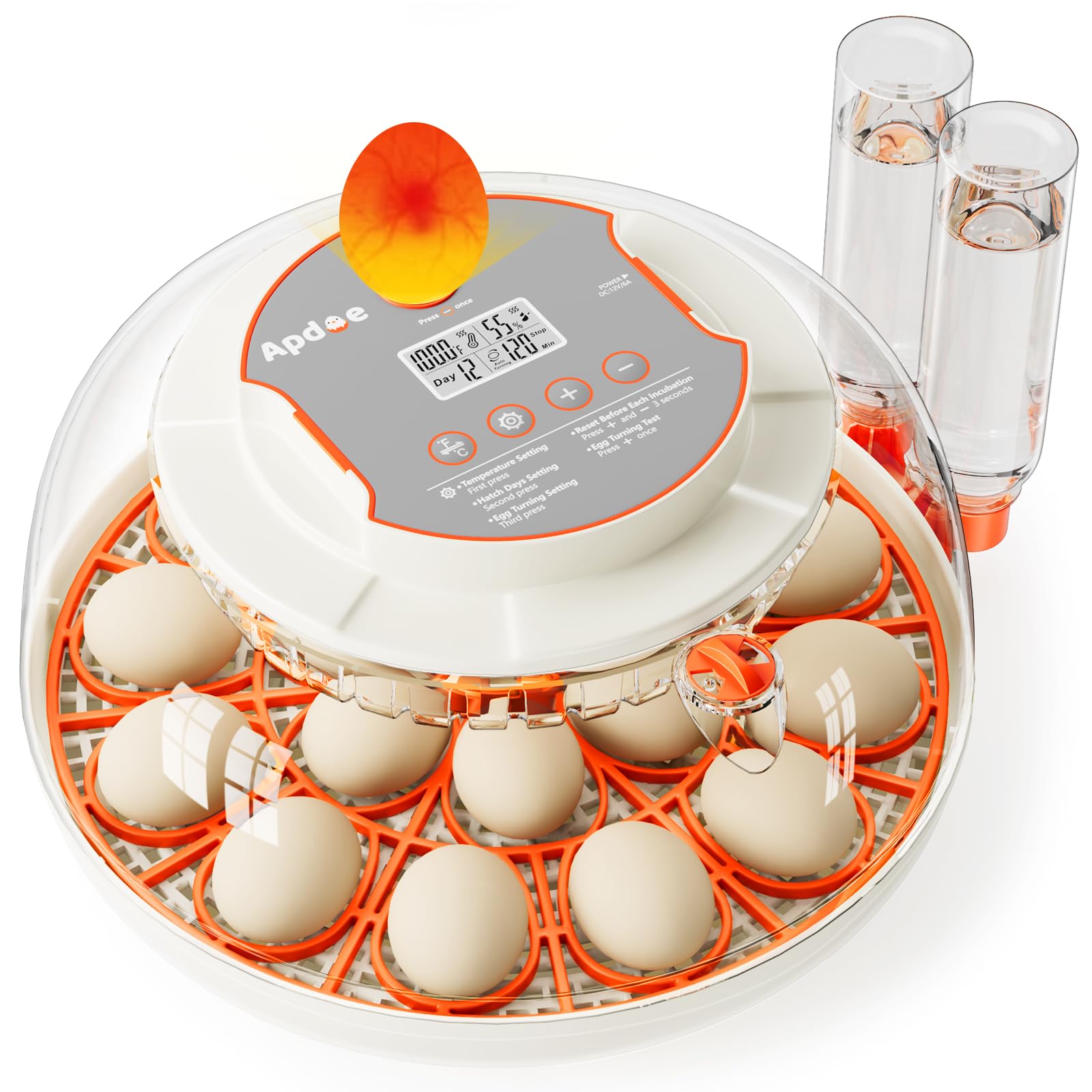 Photo 1 of 18 Egg Incubator, Automatic and Adjustable Egg Turning, Egg Candler, Temperature and Humidity Control, Hatch Day, 2 Size Egg Tray, Automatic Water Refill, Hatching Chicken Quail Duck Turkey Goose Bird