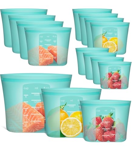 Amazon.com: Annaklin Reusable Food Bags, 8 Pack 100% Silicone Food