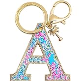 Lilly Pulitzer Leatherette Initial Keychain, Letter Bag Charm for Women