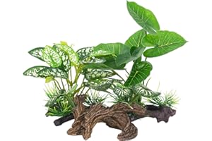 Vtapliea Fish Tank Decorations Aquarium Ornaments 3pcs Betta Silk Leaf Plants Artificial Driftwood Cave Aquarium Plants Accessories