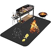Perched Helper 7048 Inch Grill Mat for Outdoor Deck Protector, Double-Sided Fireproof Pad, Oil-Proof Waterproof BBQ Mat for Under Grill, Black