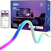 NEEWER 16.4ft/5m LED Strip Lights Front Lit, Smart AI App Control RGB IC Cuttable Neon Rope Light Color Change for Bedroom Gaming Room Home Indoor Wall Decor, Compatible with Google and Alexa, NS01