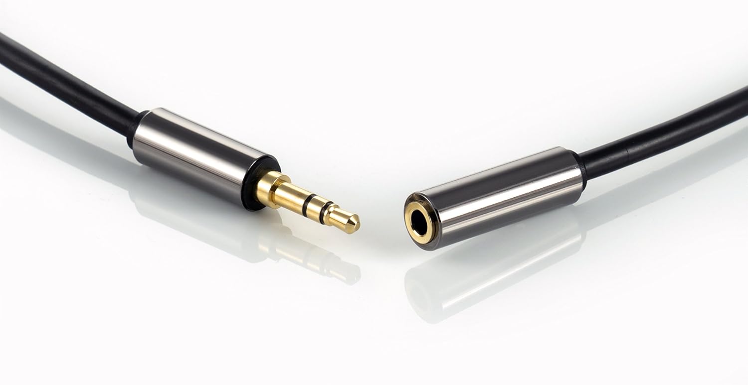 POPPSTAR 1m AUX 3.5mm Stereo Audio Cable (jack cable, plug to socket, gold plated), extension cable for headphones smartphone - Image 4
