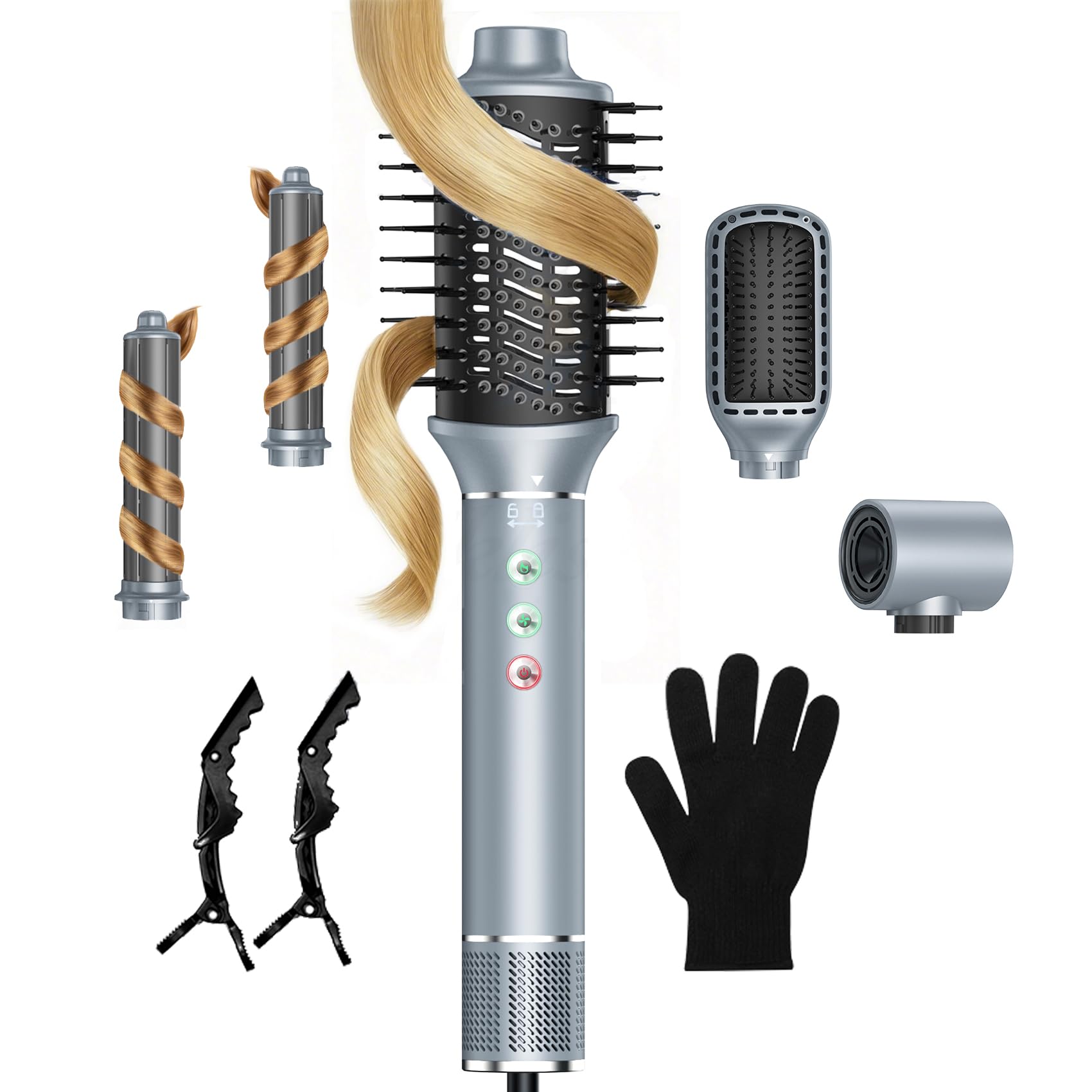 Photo 1 of Jiggl 5 in 1 Hot Air Multi Styler: Auto Wrap Curler & High Speed Hair Dryer Brush Set with Negative Ion - No Heat Damage/Fast Drying/Curling/Smoothing/Volumizing - for All Hair Types(Blue)