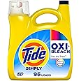 Tide Simply Oxi Boost + Bleach Alternative Laundry Detergent Soap, Safe on Colors, Whitens, Brightens, Line Dry Fresh Scent, 137 fl oz, 96 Loads