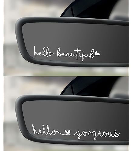 Hello Beautiful Car Mirror Decal - Red Vinyl Self Affirmation Sticker For Rearview Mirror