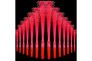 NUDALA 24 Pack Red Glow Fiber Optic Wands Bulk Huge Light up Wand Glow Sticks 14.2 Inch with 3 Light Modes for Christmas Valentine's Day 4th of July Concerts Clubs