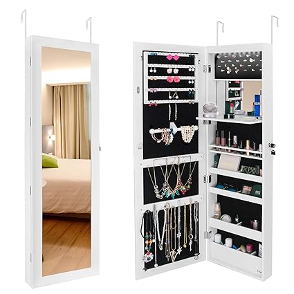 Ezigoo LED Schmuckschrank mit verschließbarer Tür – Schmuckschrank hängend