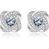 Iefil 925 Sterling Silver Birthstone Earrings for Women - Anniversary Valentines Day Gifts for Her, Mothers Day Birthday Gifts for Women Wife Mom Daughter