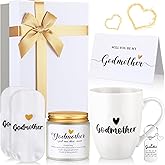 Reallnaive 6 Pcs Godmother Proposal Gift Will You Be My Godmother Gift Box Set for God Mother Auntie Includes Mug Scented Candle Socks Keychains Cards Box from Godchild Baptism Mother's Day