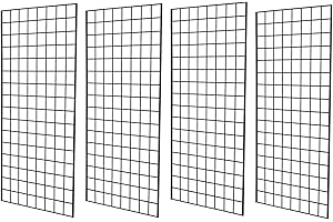 7RiversART Grid Wall Commercial Grade Grid Panel Heavy Duty for Retail Display, 2' W x 4' H, Black (Pack of 4)