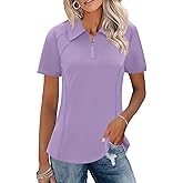 LUYAA Women's Golf Polo Shirts Quarter Zip Pullover Women Lightweight Moisture Wickin Polo Shirts for Women Purple M