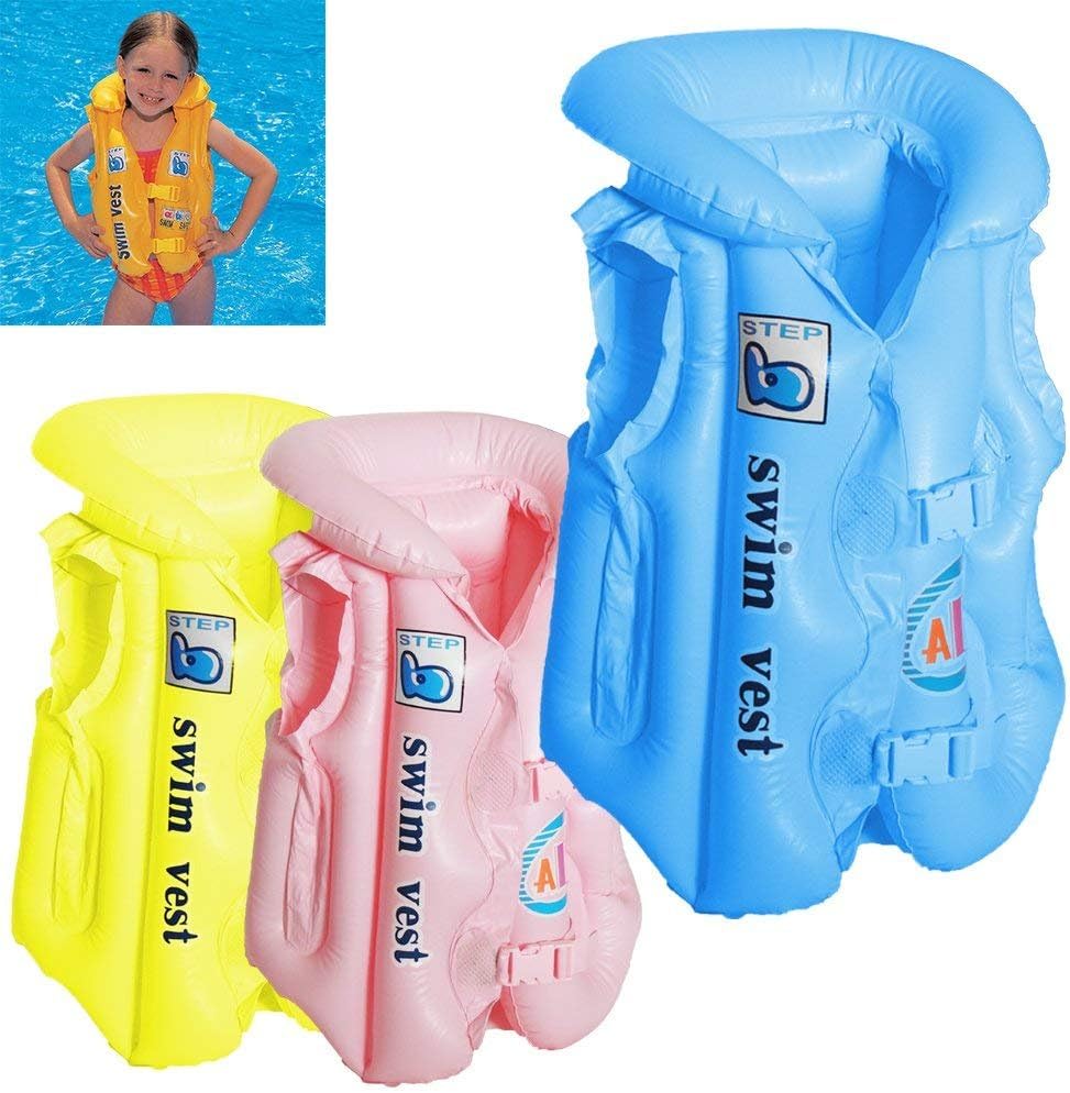 TRI INFLATABLE SWIMMING POOL VEST CHILDREN KIDS FLOAT AID JACKET BABY TRAINING BEACH
