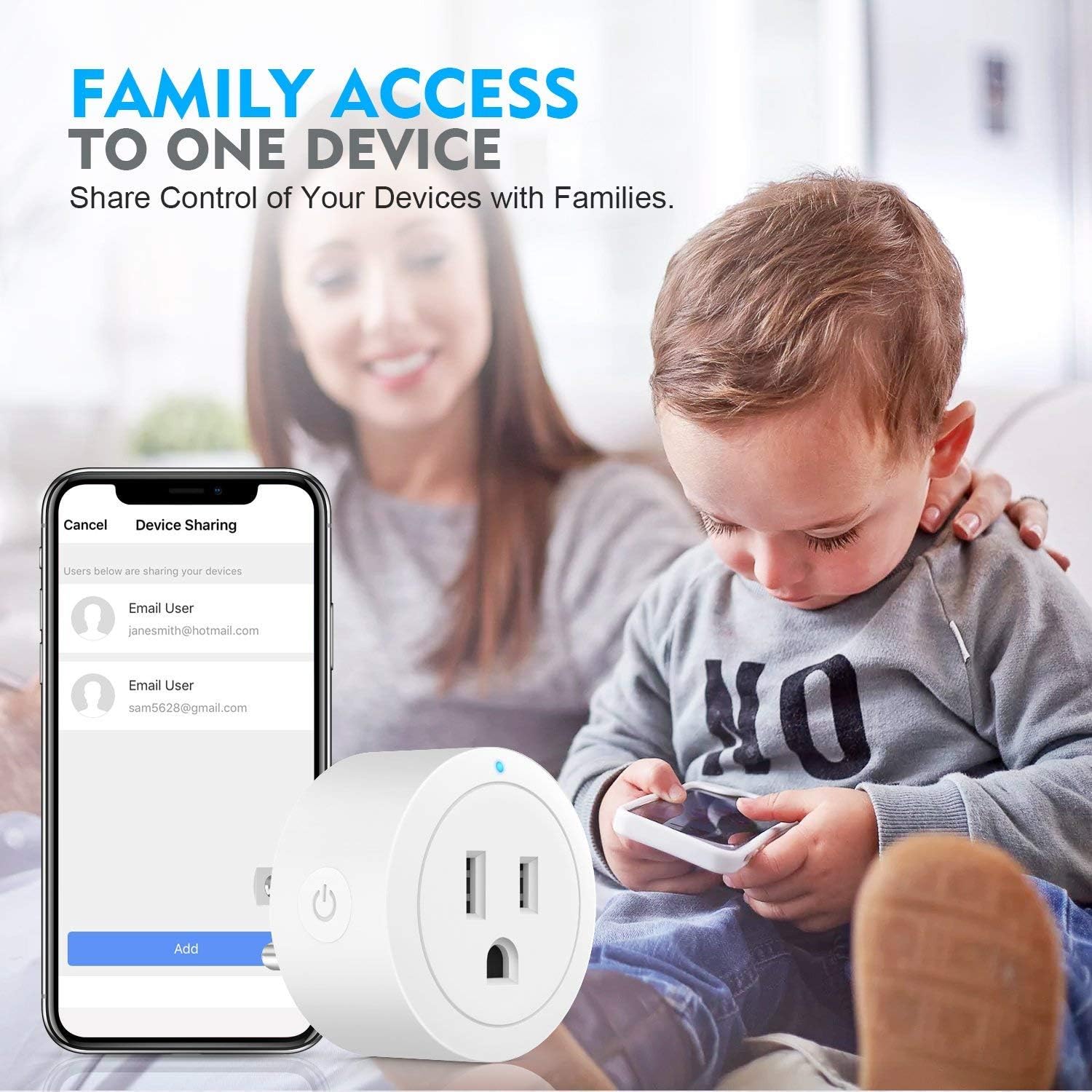 Smart Plug Amysen - A Certified Compatible with Alexa, Echo & Google Home – Only WiFi 2.4G (Z1 4 Pack) - - 